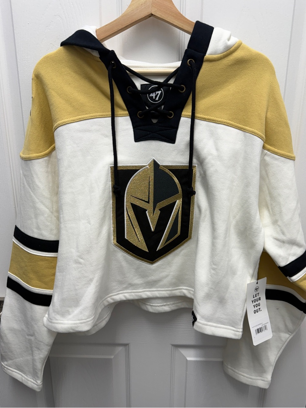 ‘47 Brand Vegas Golden Knights Women's Cropped Superior Lacer Pullover Hoodie S